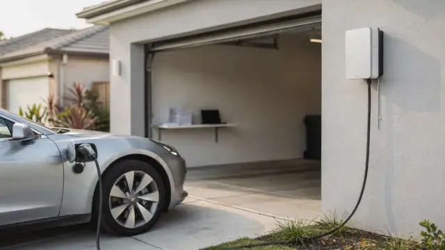 Wallbox an der Hauswand neben Elektroauto – Thema steuerlich absetzen und Nachweise
