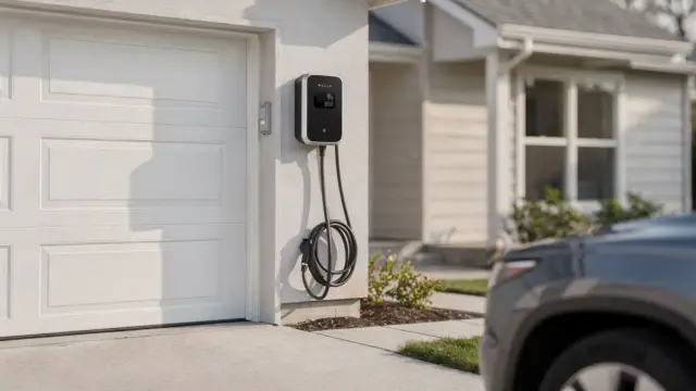 Wallbox an einem Wohnhaus mit Stromzähler zur privaten Abrechnung des Ladestroms
