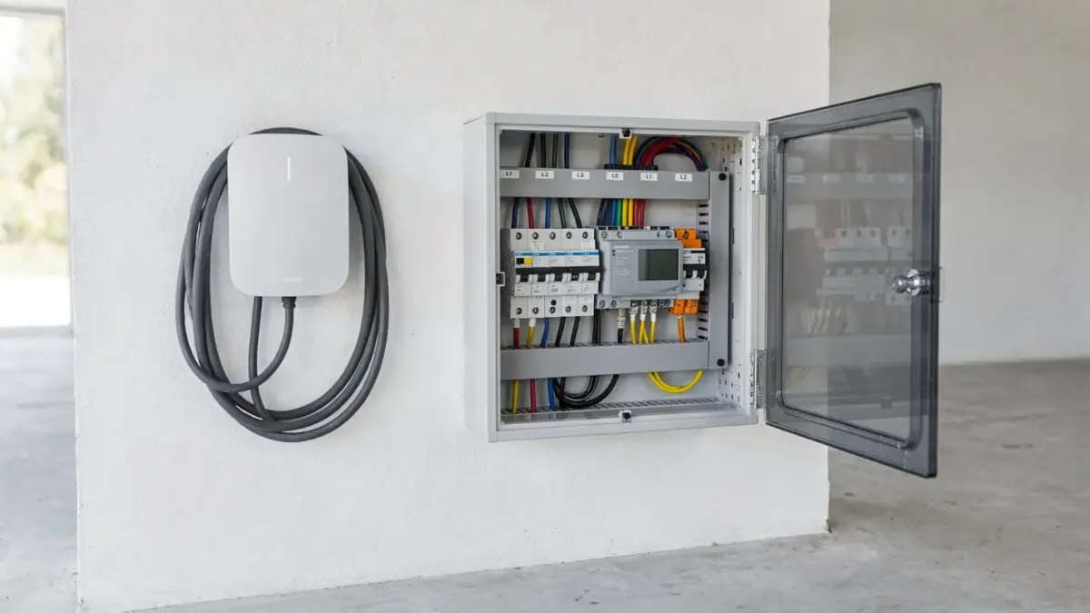 Wallbox und Haushaltsverteiler mit Lastmanagement im Haus