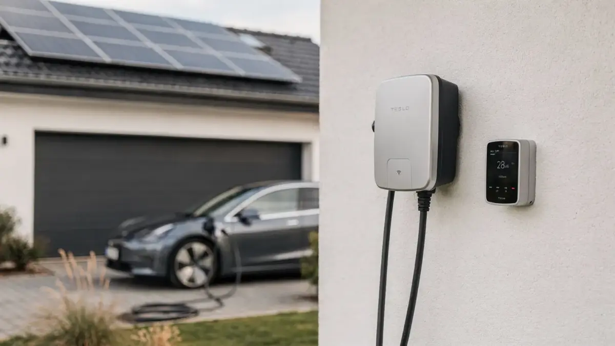 Wallbox mit 11-kW-Ladestation, Solaranlage und Energiemessgerät für PV-Überschussladen