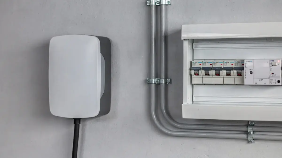 FI-Schalter und Wallbox in einer Elektroinstallation für das Laden von Elektroautos