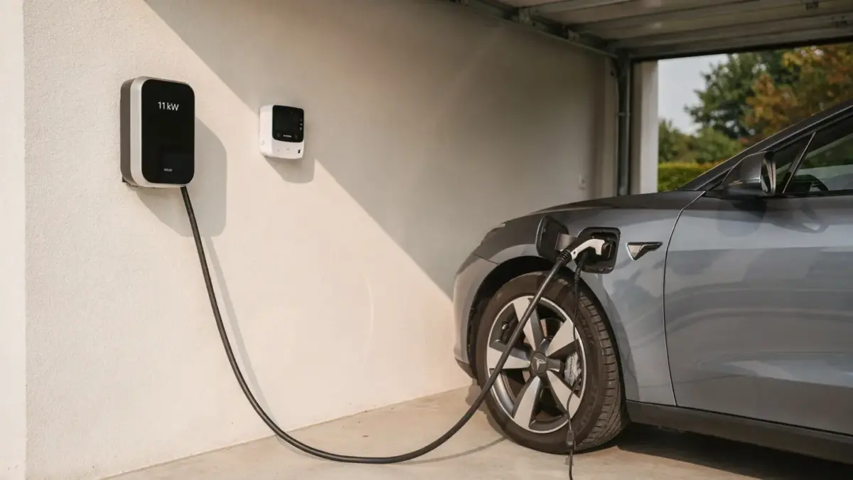 11-kW-Wallbox und Stromzähler zur Abrechnung des Wallbox-Stromverbrauchs
